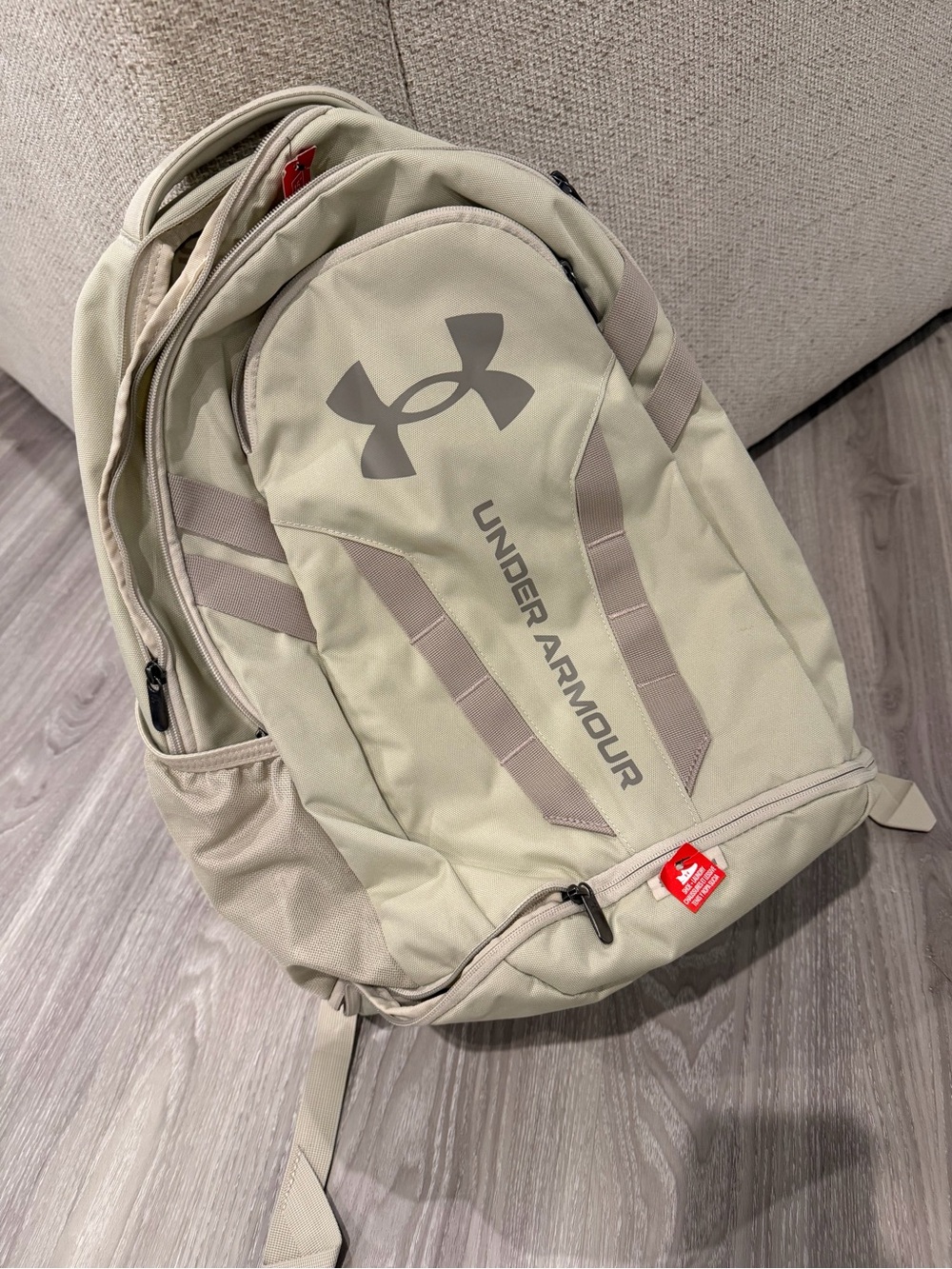 Under Armour Men's Light Beige Backpack with Taupe Accents
